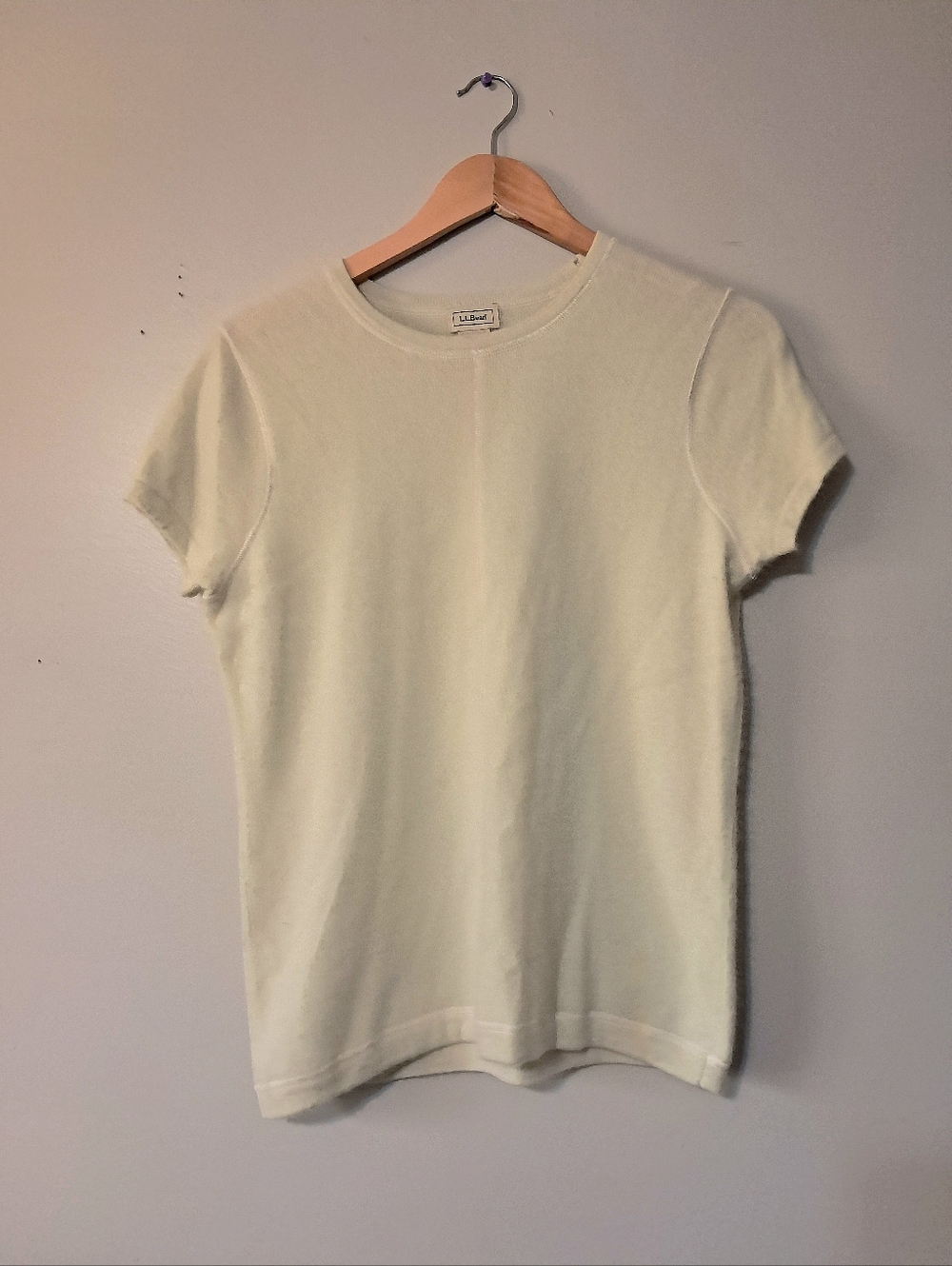 L.L. Bean Short Sleeve Cashmere Sweater Yellow-green